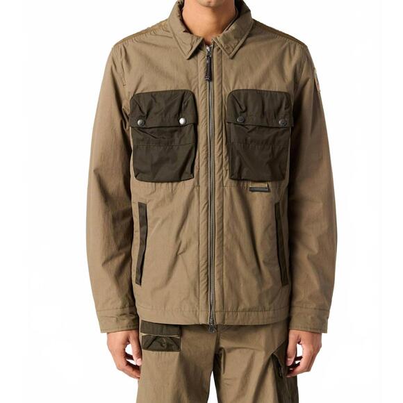 NEW PARAJUMPERS zachary overshirt in earth-deep moss